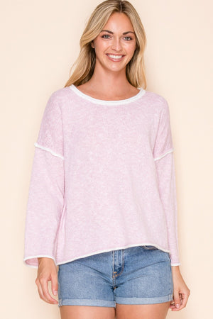 TWO TONED BOAT NECK KNIT OUTLINE SWEATER 1 PACK