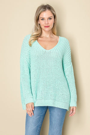 CHENILLE CABLE KNIT OVERSIZED SWEATER 1 PACK