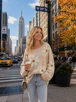 Daisy Flower Print Sweater