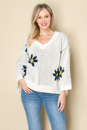 Daisy Soft Knit Sweater V Neck Bell Sleeves Top