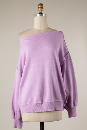 BUBBLE SLEEVE BOAT NECK KNIT SWEATER 1 PACK