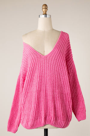 Cream Cable Knit Oversized V Neck Sweater | Knitwear